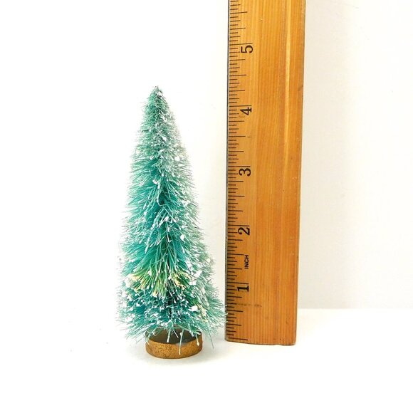 Set Of 46 Vintage Bottle Brush Trees Flocked Various Bases 2 - 6" - Picture 6 of 8